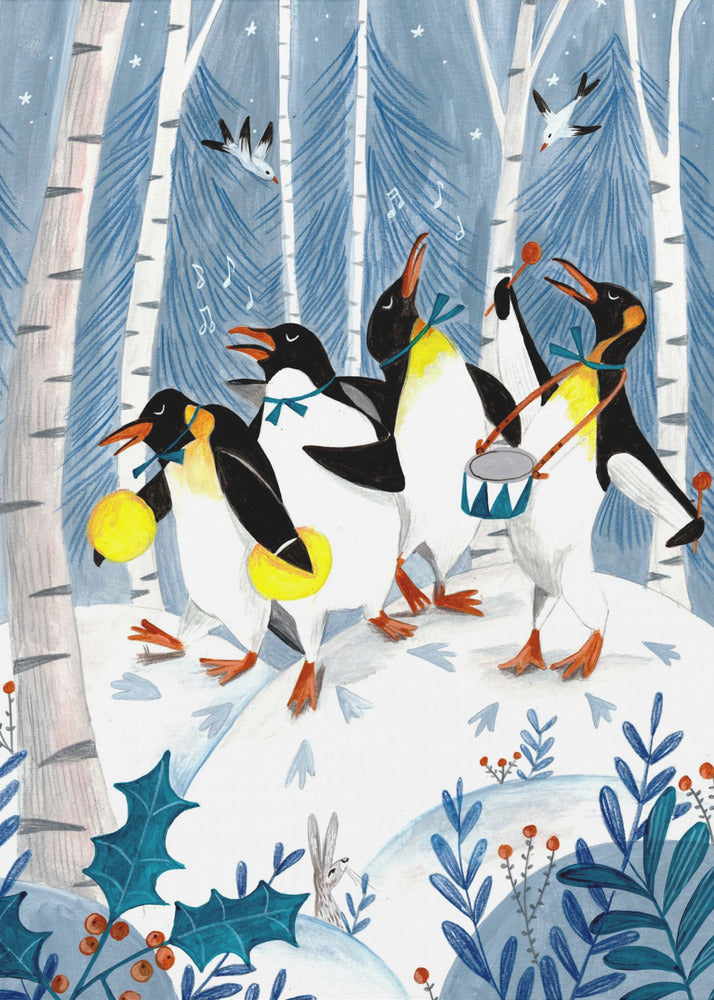 Penguins make music in the forest - Poster / Art Print