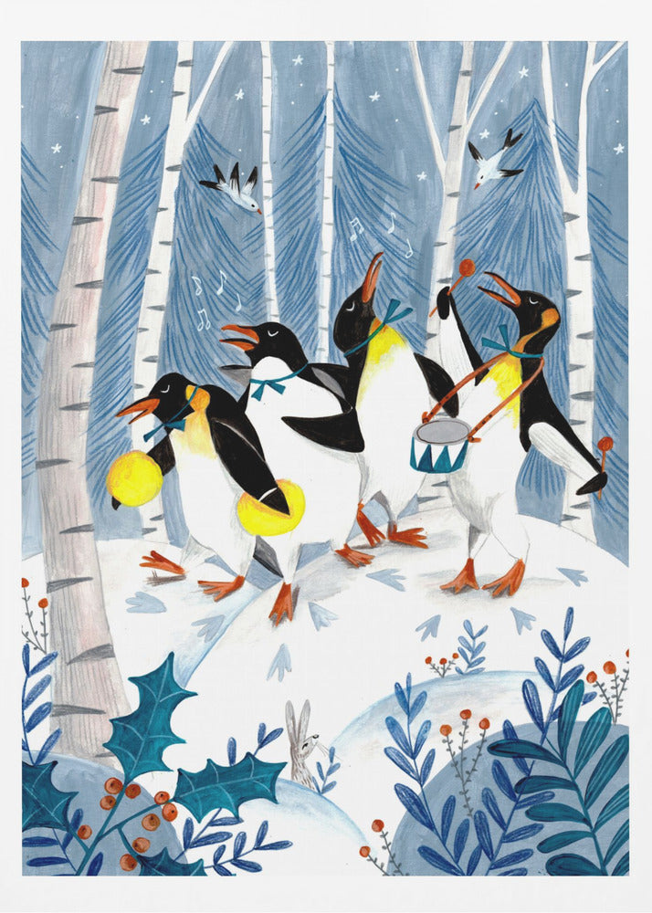Penguins make music in the forest - Poster / Art Print