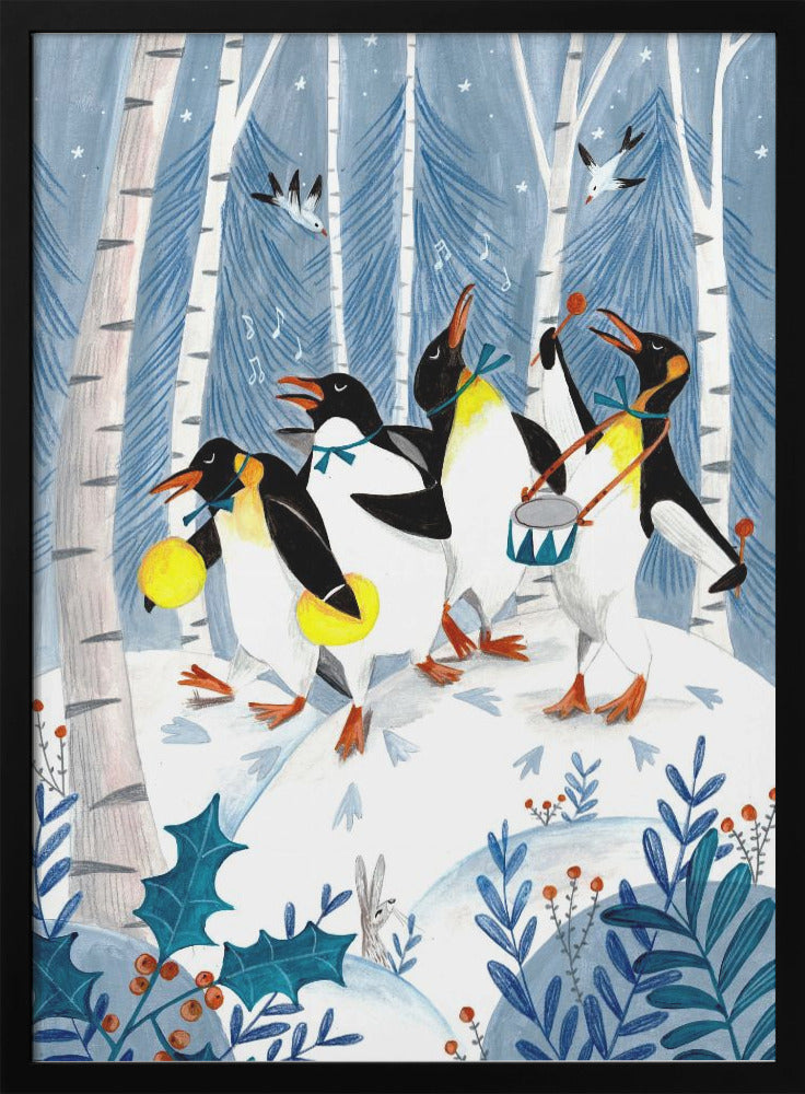 Penguins make music in the forest - Poster / Art Print