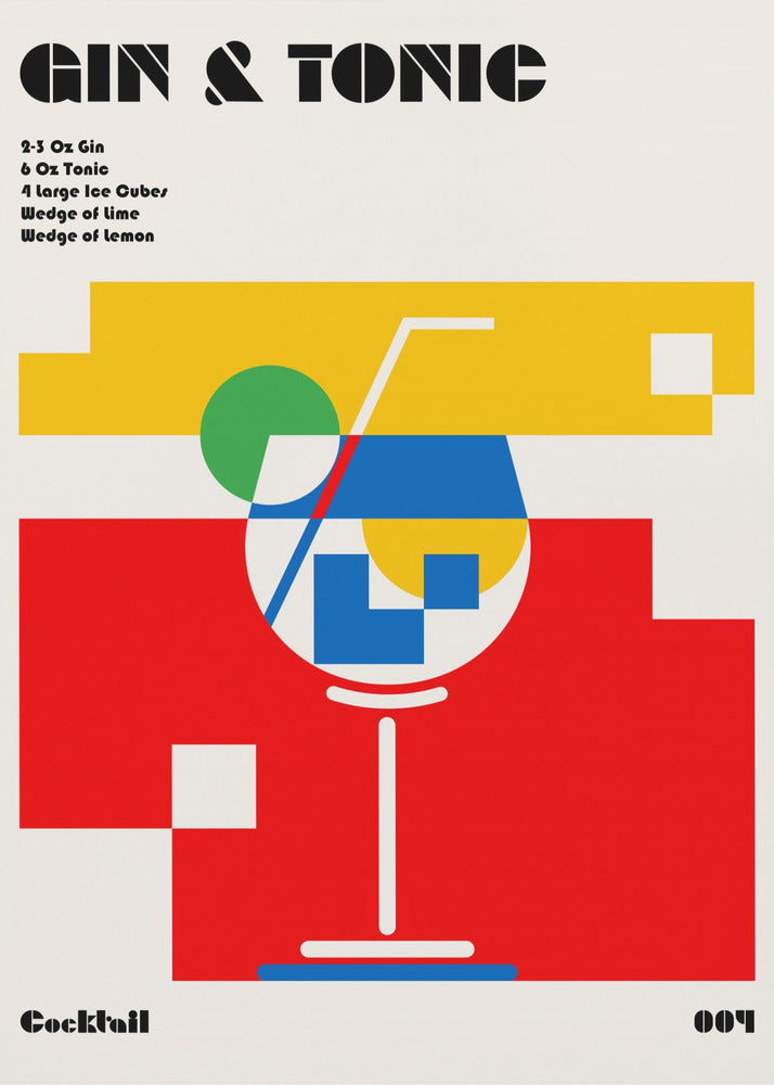 Gin & Tonic Bauhaus Cocktail - Poster / Art Print
