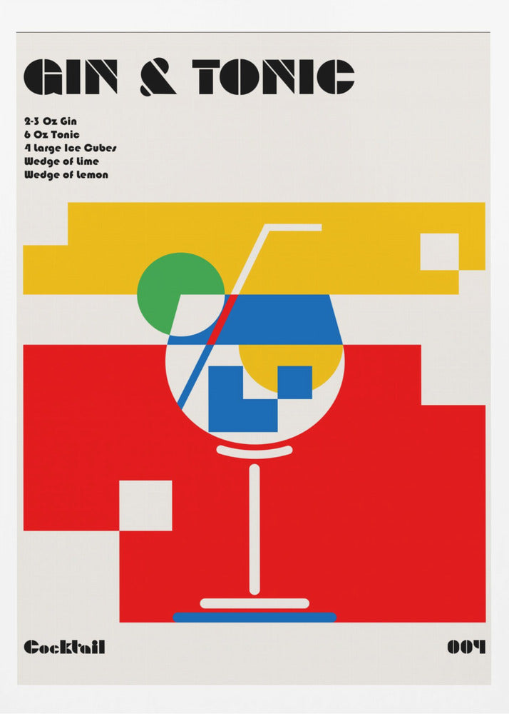 Gin & Tonic Bauhaus Cocktail - Poster / Art Print
