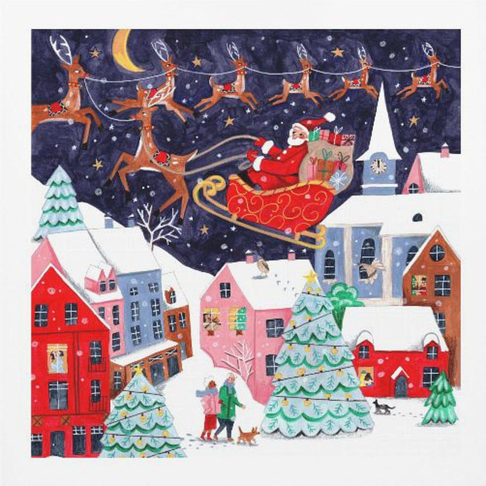 Santa and his Reindeers - Poster / Art Print