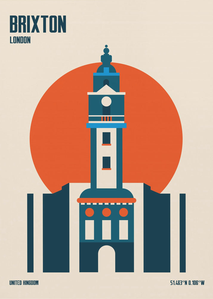 Brixton Tower Retro Travel Print - Poster / Art Print