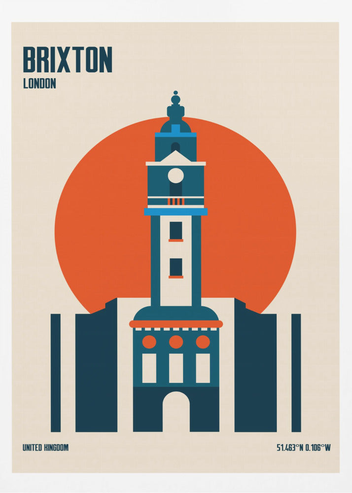 Brixton Tower Retro Travel Print - Poster / Art Print