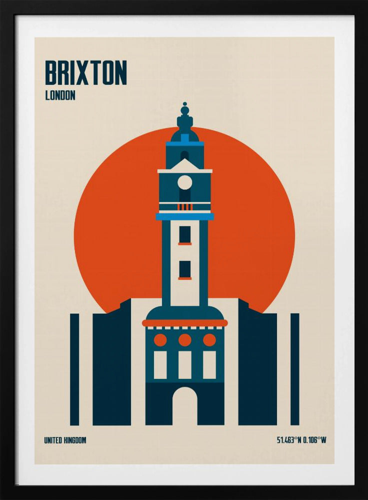 Brixton Tower Retro Travel Print - Poster / Art Print