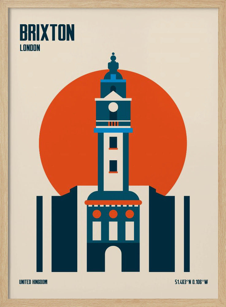 Brixton Tower Retro Travel Print - Poster / Art Print