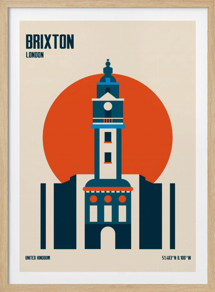 Brixton Tower Retro Travel Print - Poster / Art Print