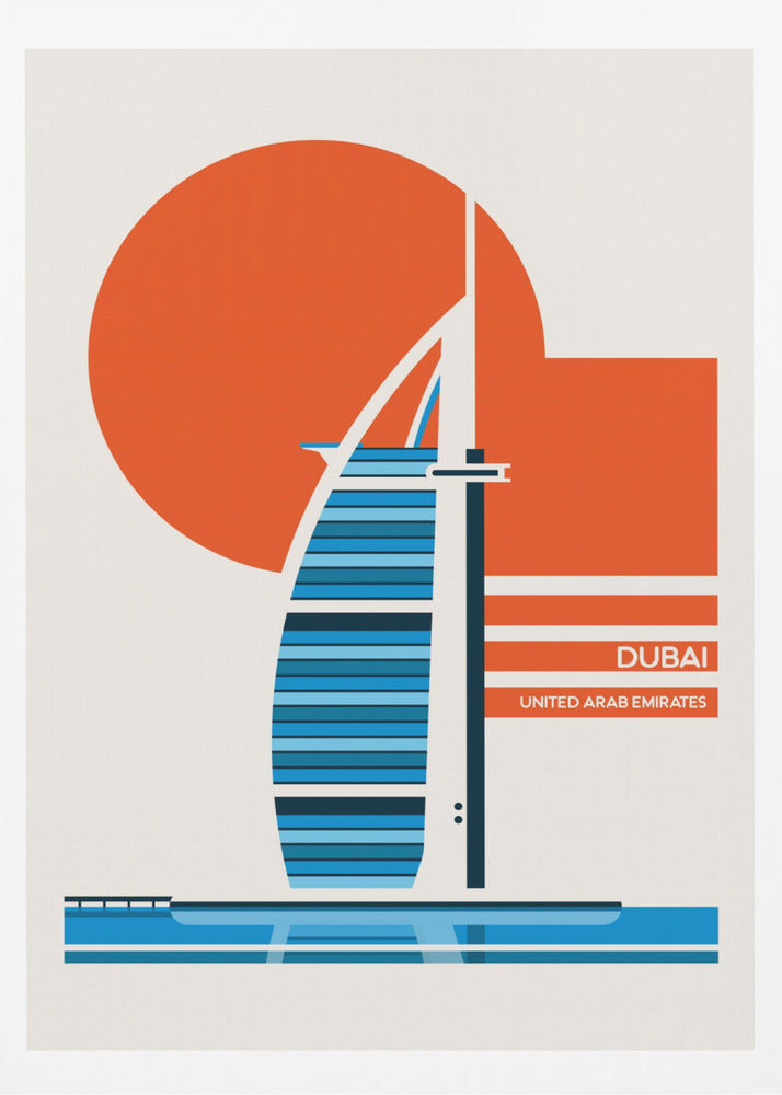 Dubai Burj Al Arab Minimalist Retro Travel Print - Poster / Art Print