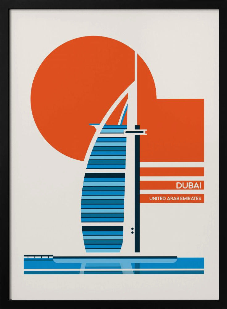 Dubai Burj Al Arab Minimalist Retro Travel Print - Poster / Art Print