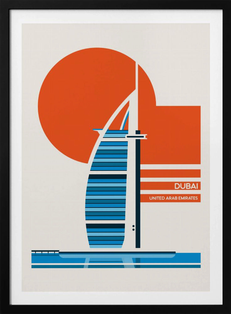 Dubai Burj Al Arab Minimalist Retro Travel Print - Poster / Art Print