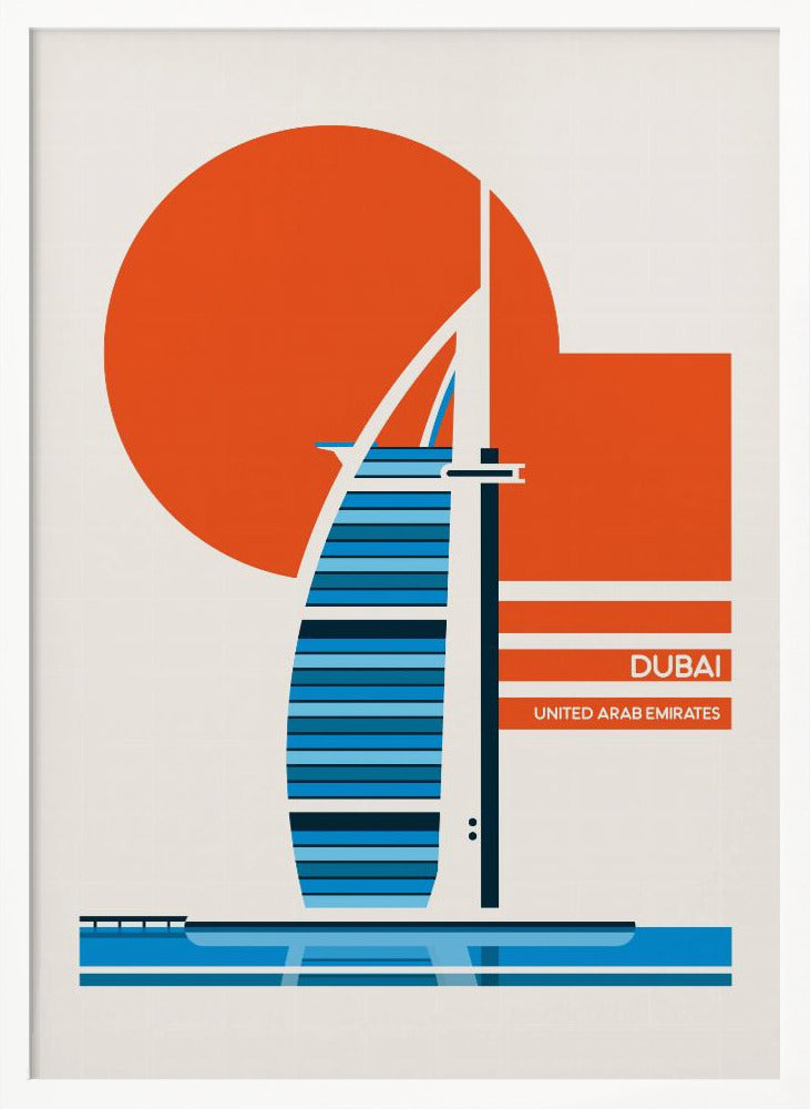 Dubai Burj Al Arab Minimalist Retro Travel Print - Poster / Art Print