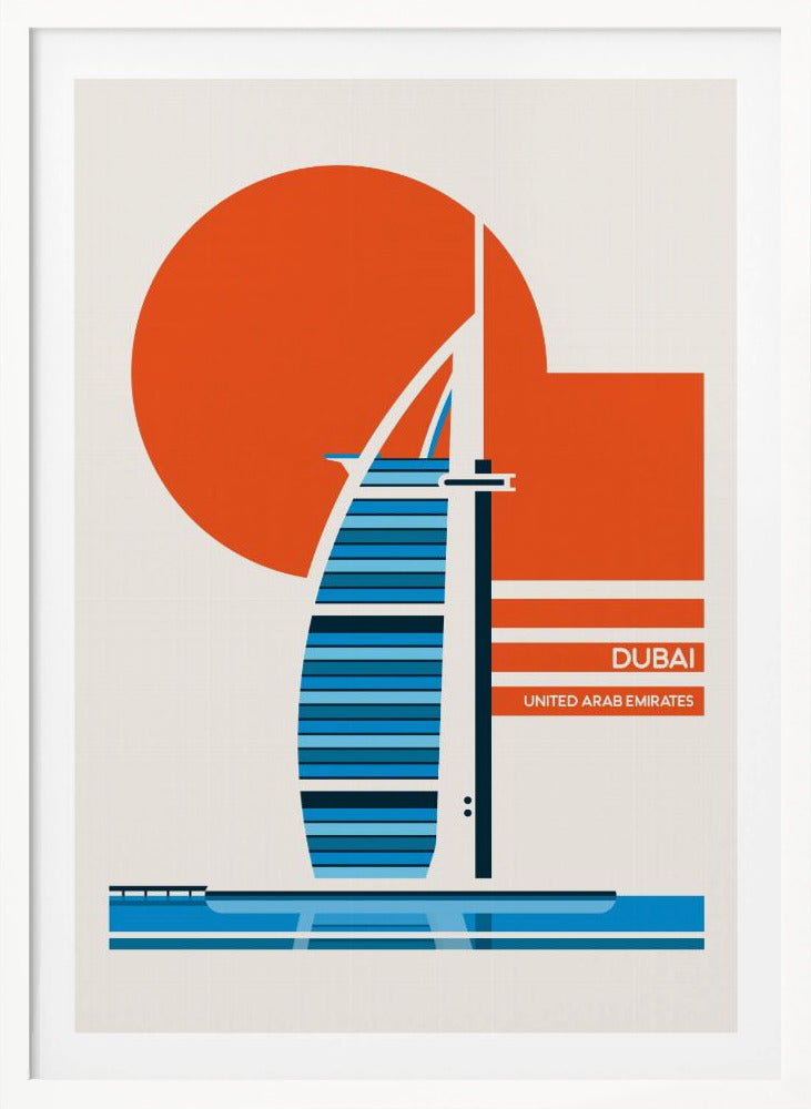 Dubai Burj Al Arab Minimalist Retro Travel Print - Poster / Art Print
