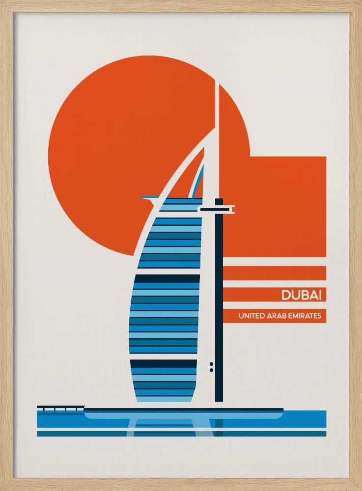 Dubai Burj Al Arab Minimalist Retro Travel Print - Poster / Art Print