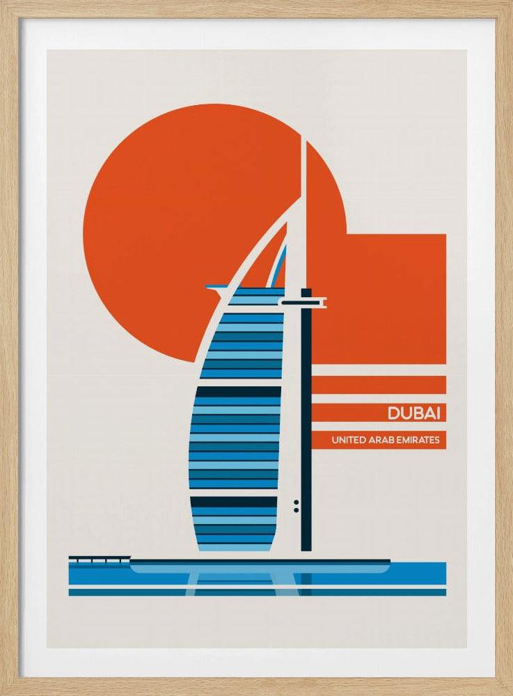 Dubai Burj Al Arab Minimalist Retro Travel Print - Poster / Art Print