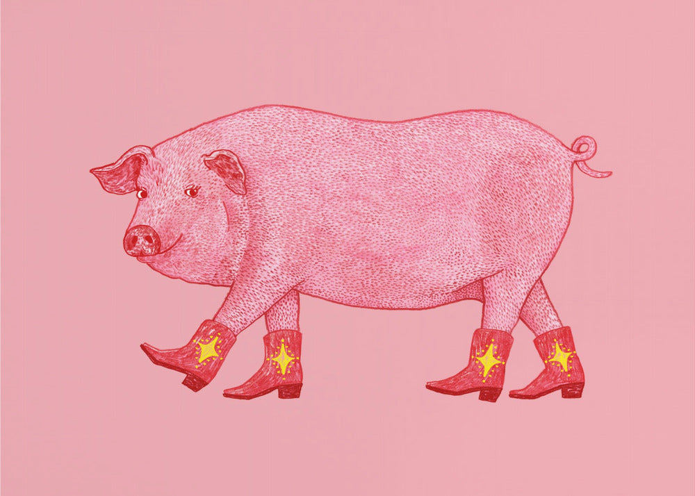 Marjorie the Cowgirl Pig - Poster / Art Print