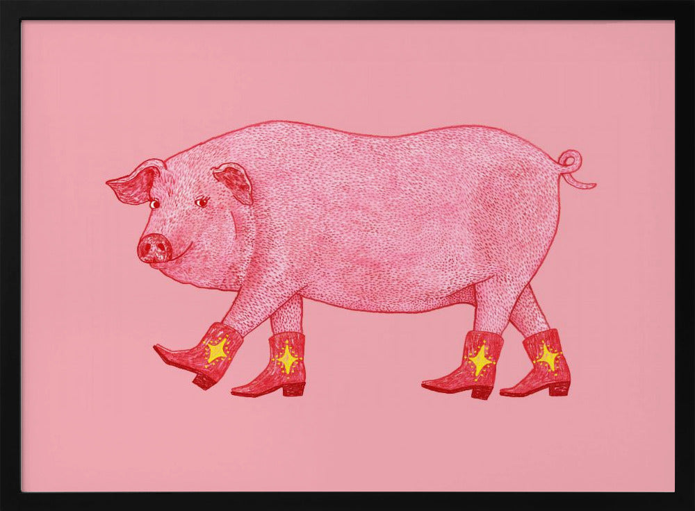 Marjorie the Cowgirl Pig - Poster / Art Print