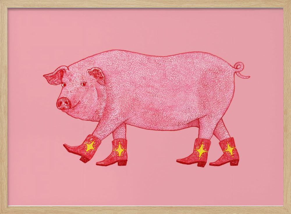 Marjorie the Cowgirl Pig - Poster / Art Print