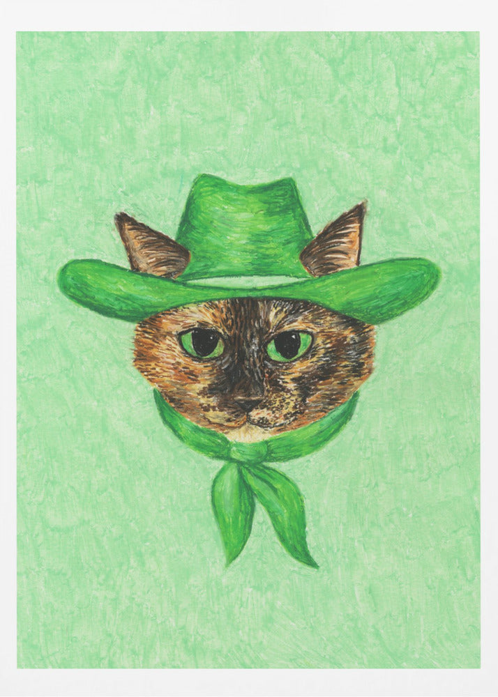 Tilly The Cowgirl Tortie Cat - Poster / Art Print