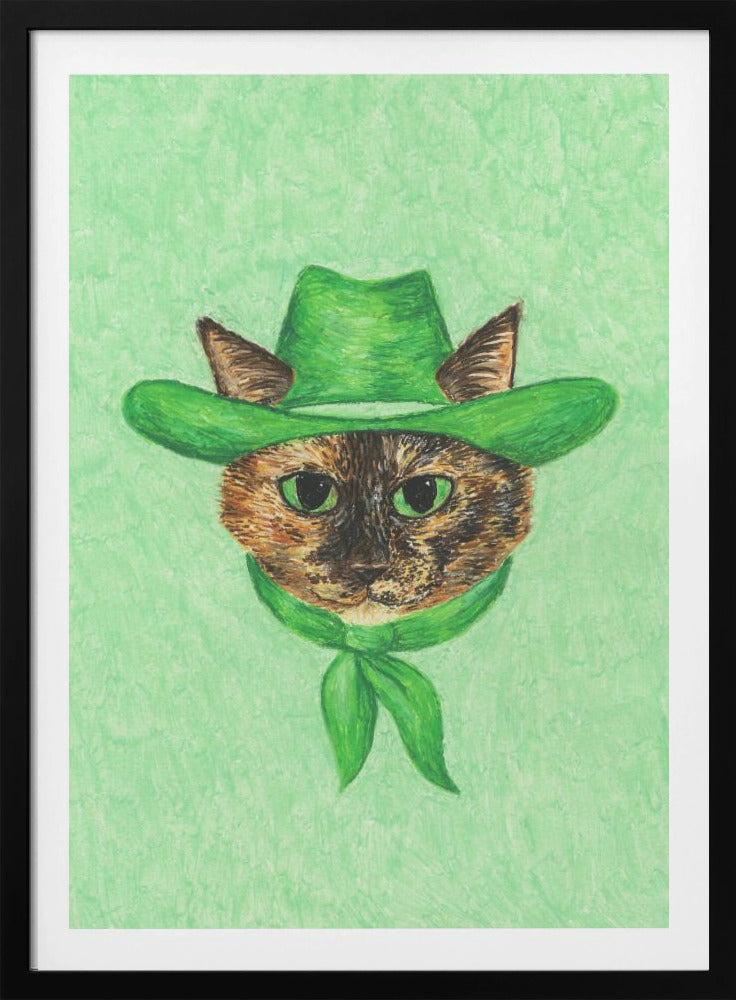 Tilly The Cowgirl Tortie Cat - Poster / Art Print