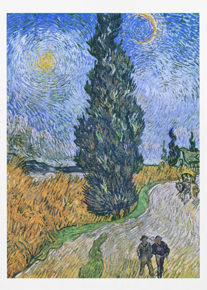 Vincent Van Gogh's Road With Cypress and Star 1890 - Poster / Art Print
