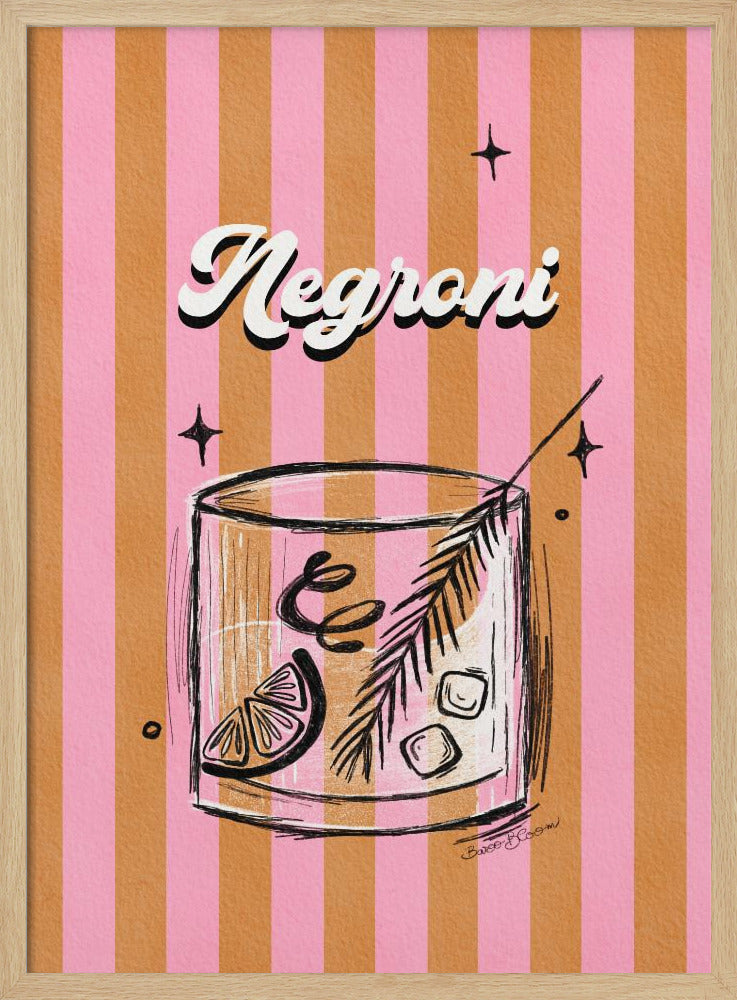 Negroni Drink on Stripes - Poster / Art Print