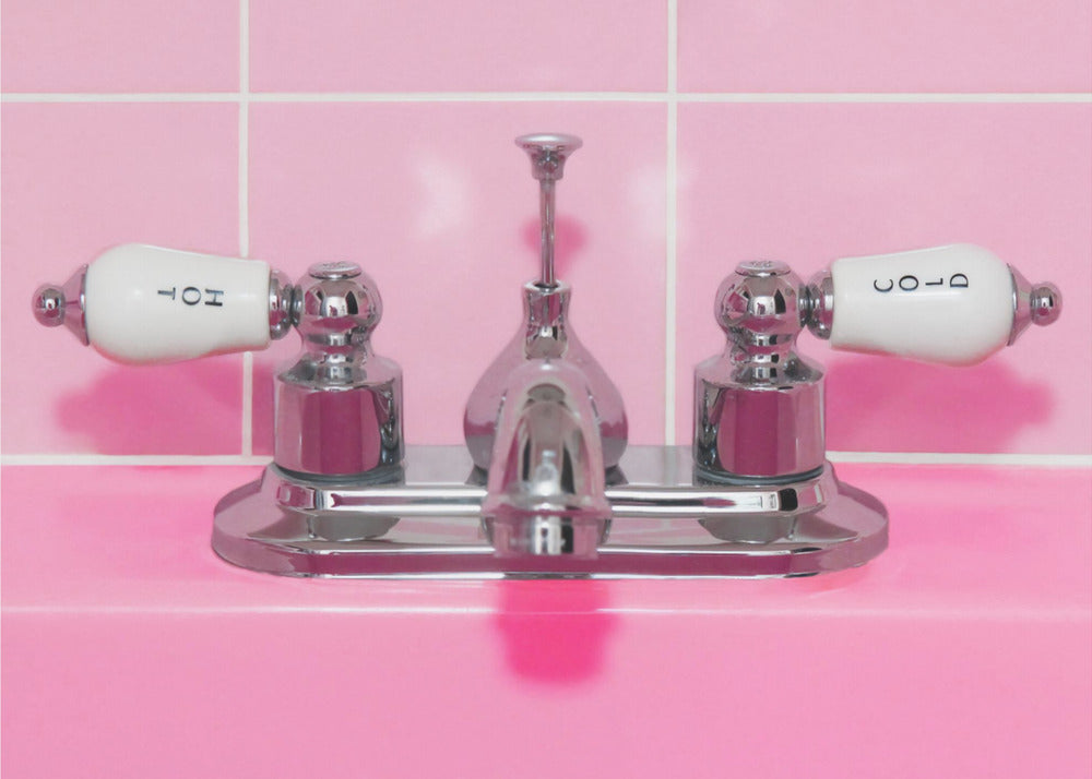 Retro Pink Sink Faucet - Poster / Art Print
