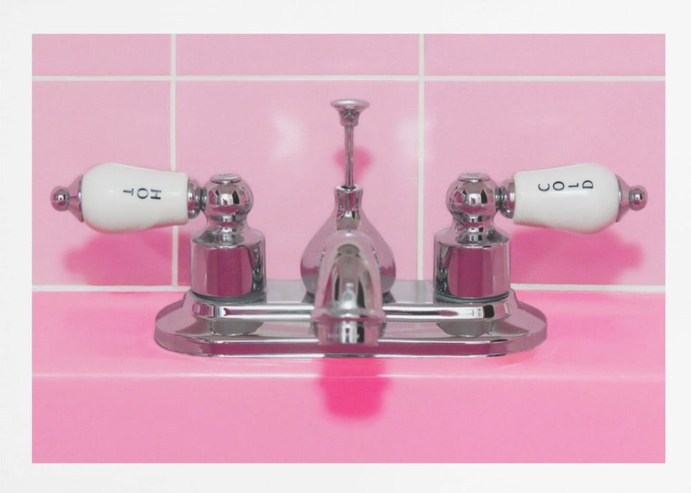 Retro Pink Sink Faucet - Poster / Art Print