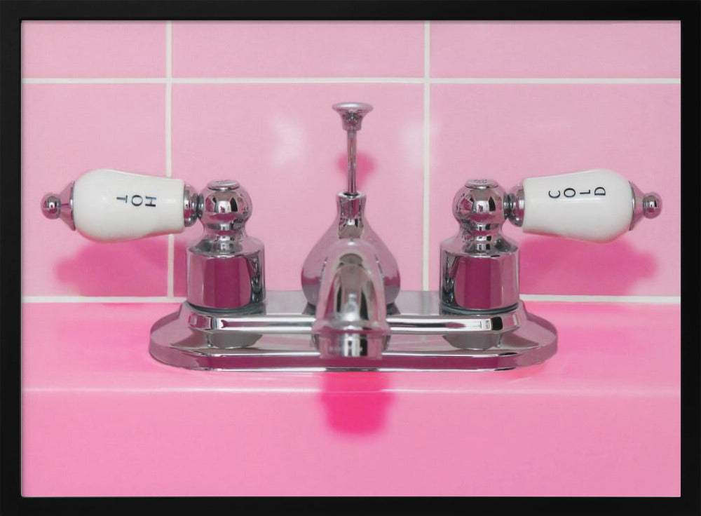 Retro Pink Sink Faucet - Poster / Art Print