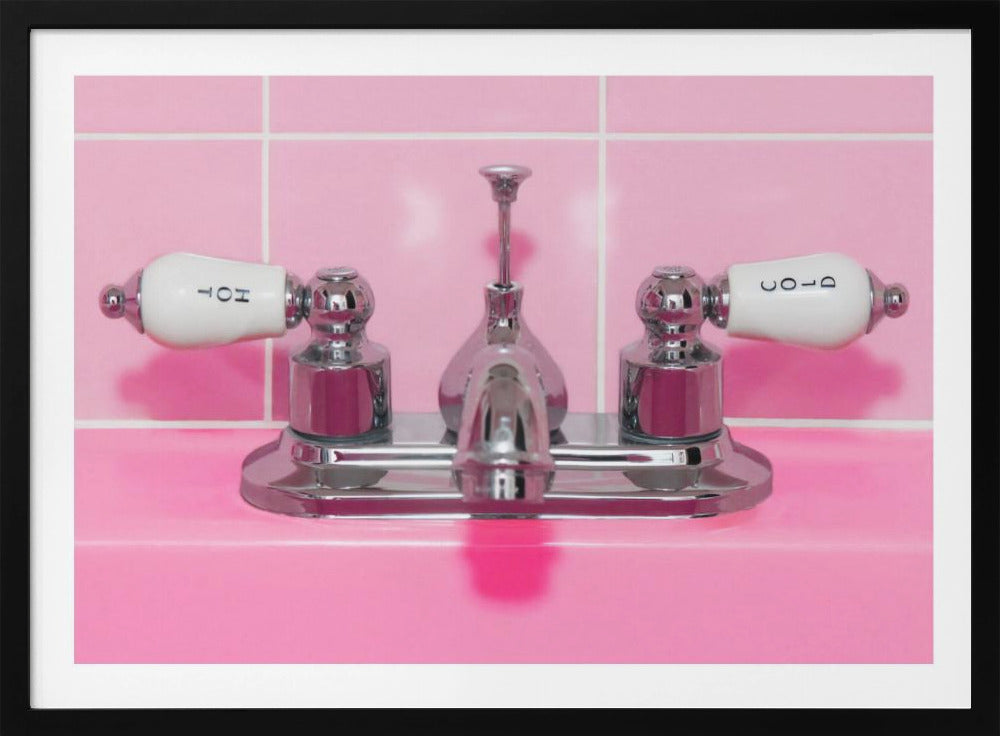 Retro Pink Sink Faucet - Poster / Art Print