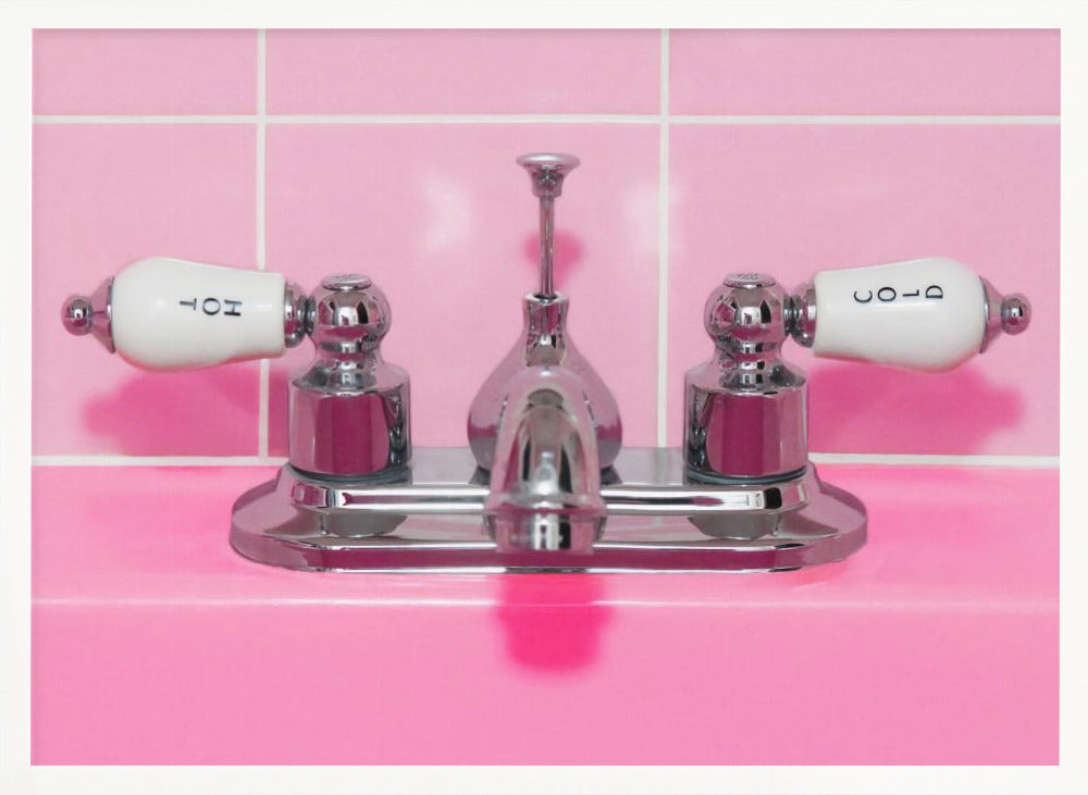 Retro Pink Sink Faucet - Poster / Art Print