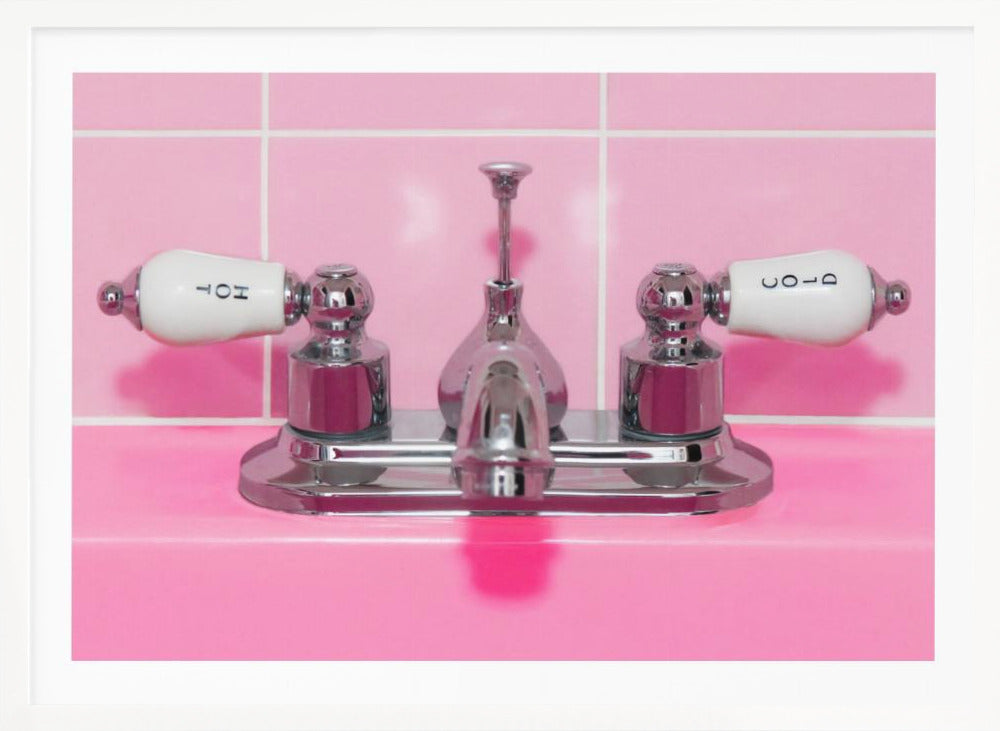 Retro Pink Sink Faucet - Poster / Art Print