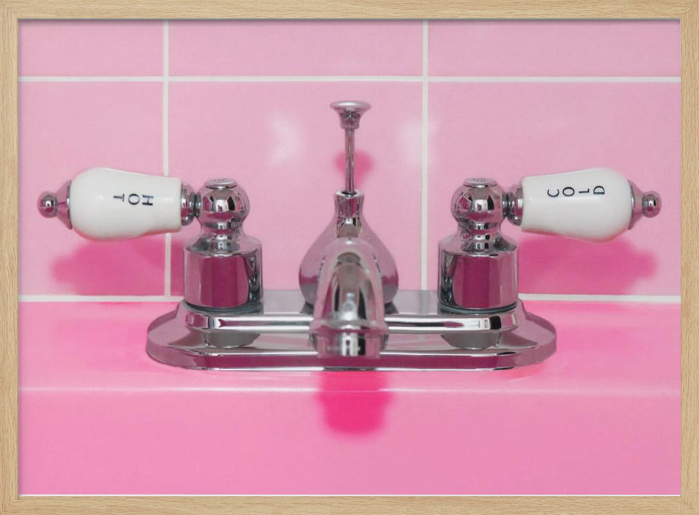 Retro Pink Sink Faucet - Poster / Art Print