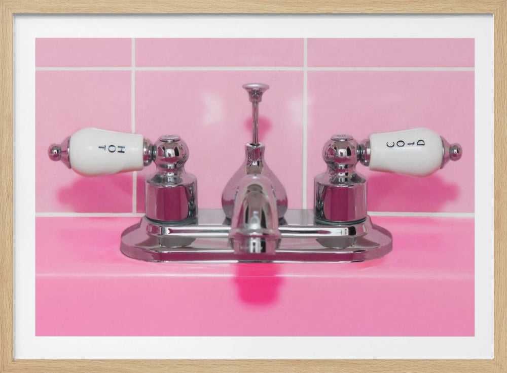Retro Pink Sink Faucet - Poster / Art Print