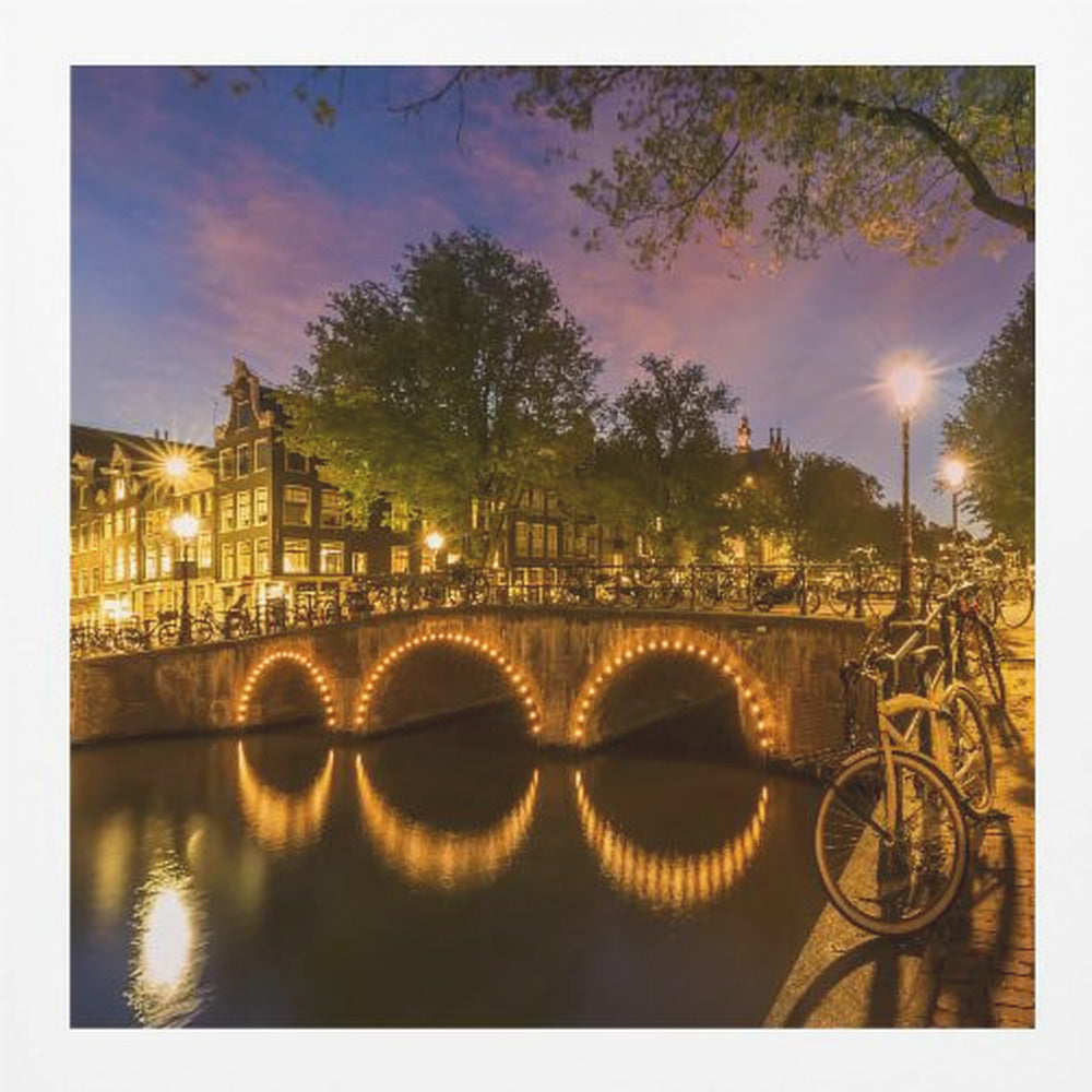 AMSTERDAM Idyllic nightscape from Keizersgracht - Poster / Art Print