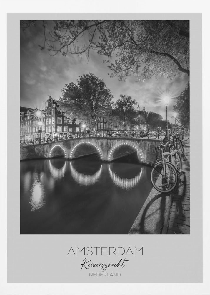 In focus: AMSTERDAM Idyllic nightscape from Keizersgracht - Poster / Art Print
