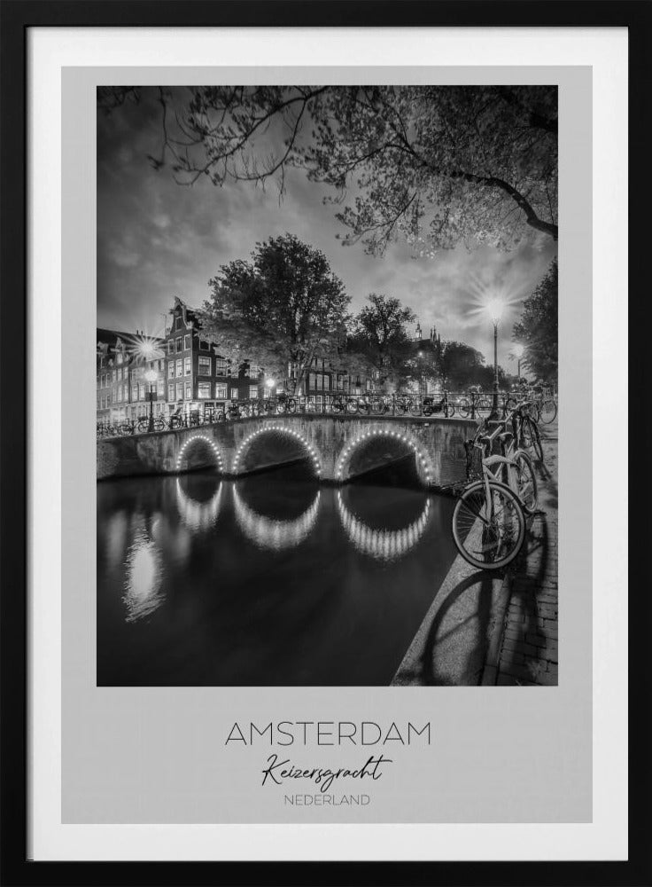 In focus: AMSTERDAM Idyllic nightscape from Keizersgracht - Poster / Art Print