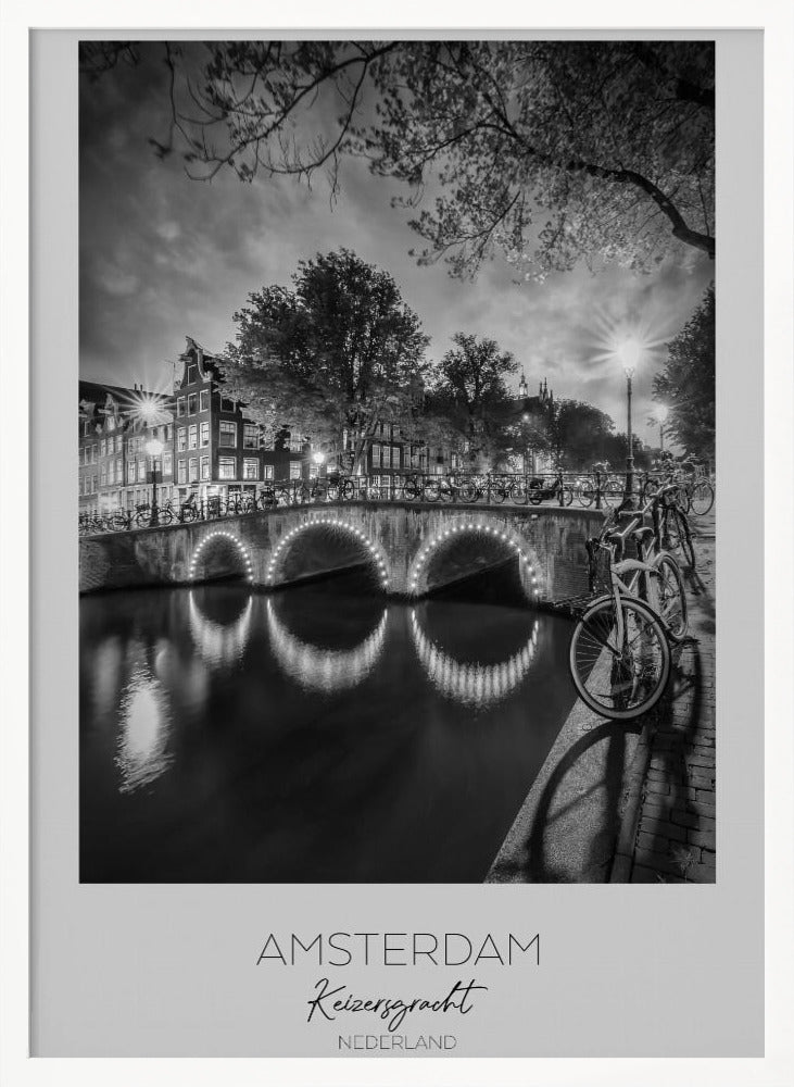 In focus: AMSTERDAM Idyllic nightscape from Keizersgracht - Poster / Art Print