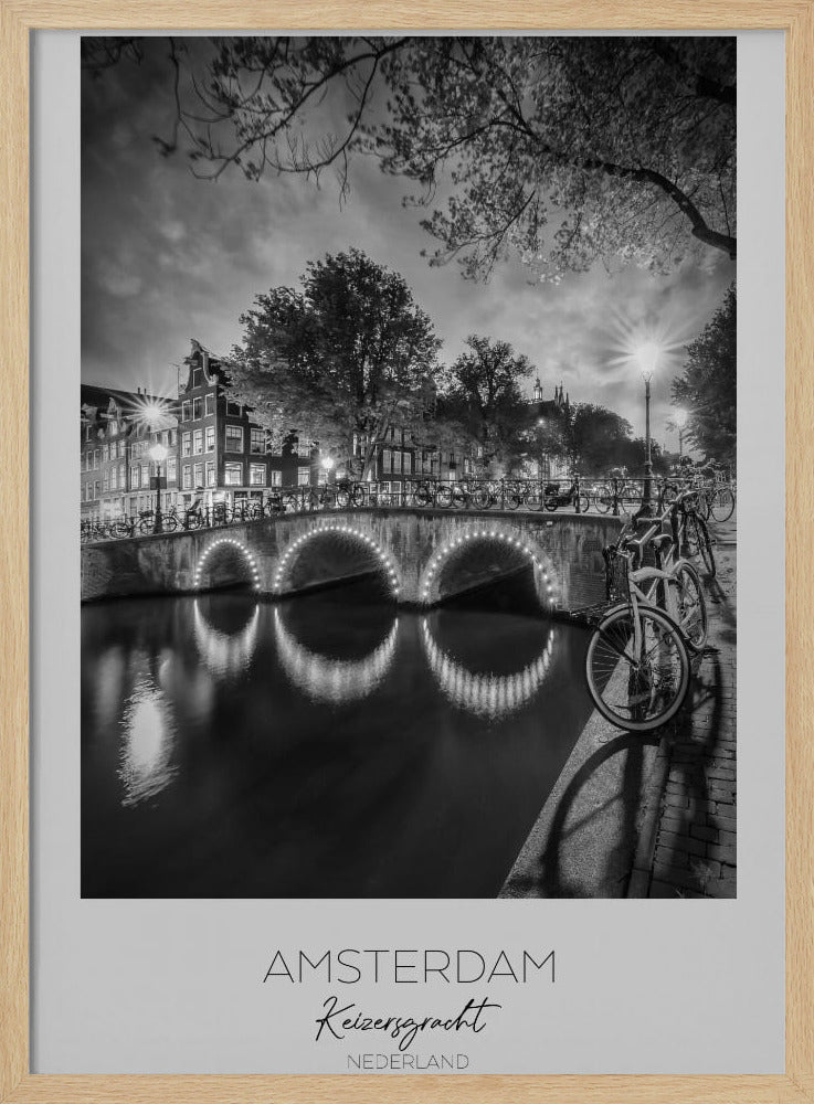 In focus: AMSTERDAM Idyllic nightscape from Keizersgracht - Poster / Art Print