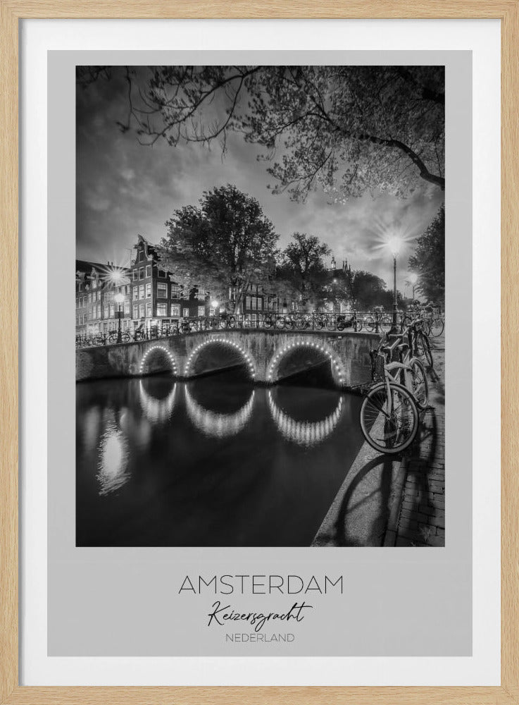 In focus: AMSTERDAM Idyllic nightscape from Keizersgracht - Poster / Art Print