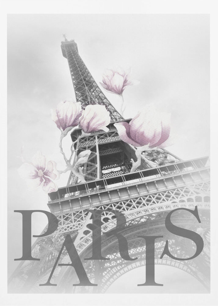 PARIS Magnolia Eiffel Tower - Poster / Art Print