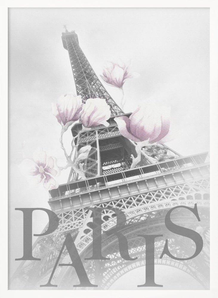 PARIS Magnolia Eiffel Tower - Poster / Art Print