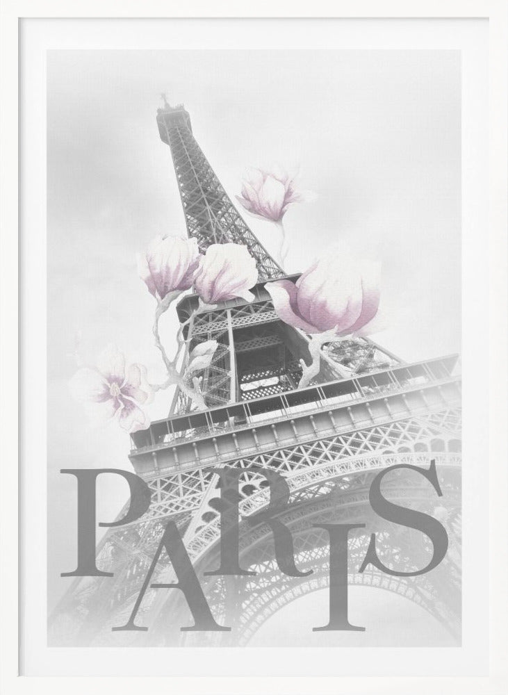 PARIS Magnolia Eiffel Tower - Poster / Art Print