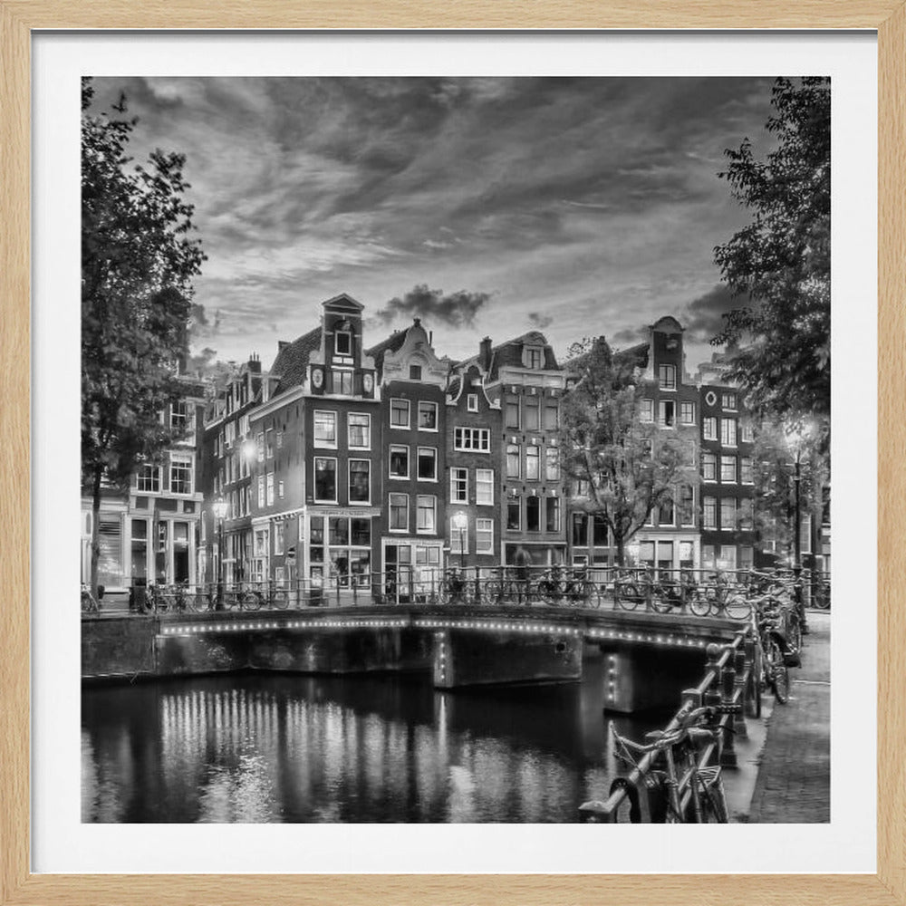 AMSTERDAM Idyllic impression from Singel - Monochrome - Poster / Art Print