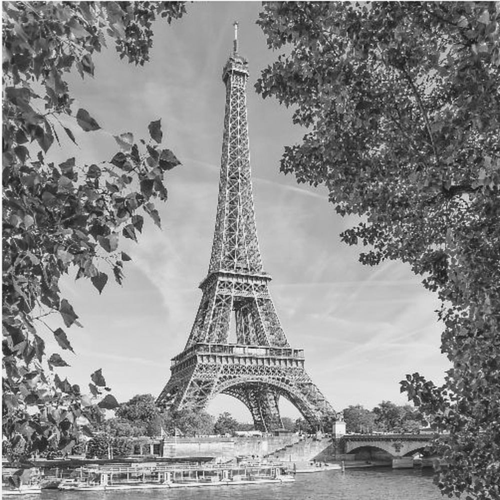 PARIS Eiffel Tower & River Seine - Monochrome - Poster / Art Print