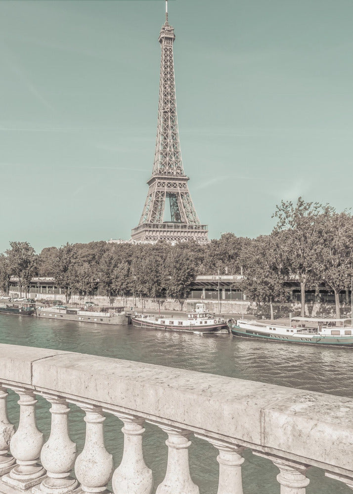 PARIS Eiffel Tower & River Seine | urban vintage style - Poster / Art Print