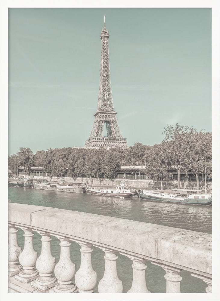 PARIS Eiffel Tower & River Seine | urban vintage style - Poster / Art Print