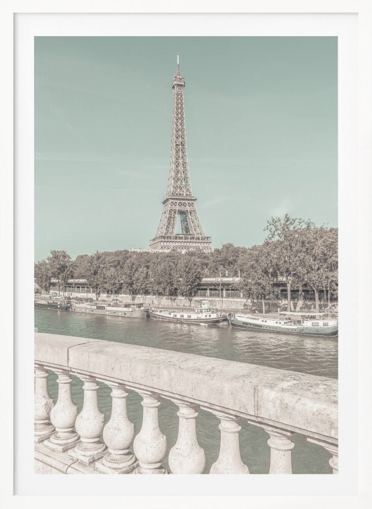 PARIS Eiffel Tower & River Seine | urban vintage style - Poster / Art Print