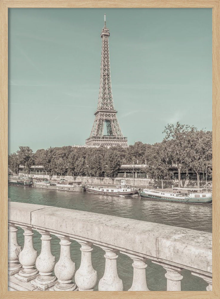 PARIS Eiffel Tower & River Seine | urban vintage style - Poster / Art Print