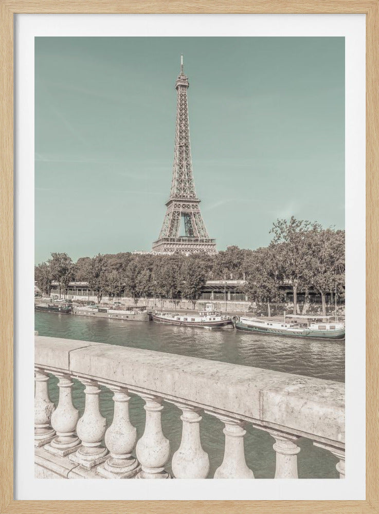 PARIS Eiffel Tower & River Seine | urban vintage style - Poster / Art Print