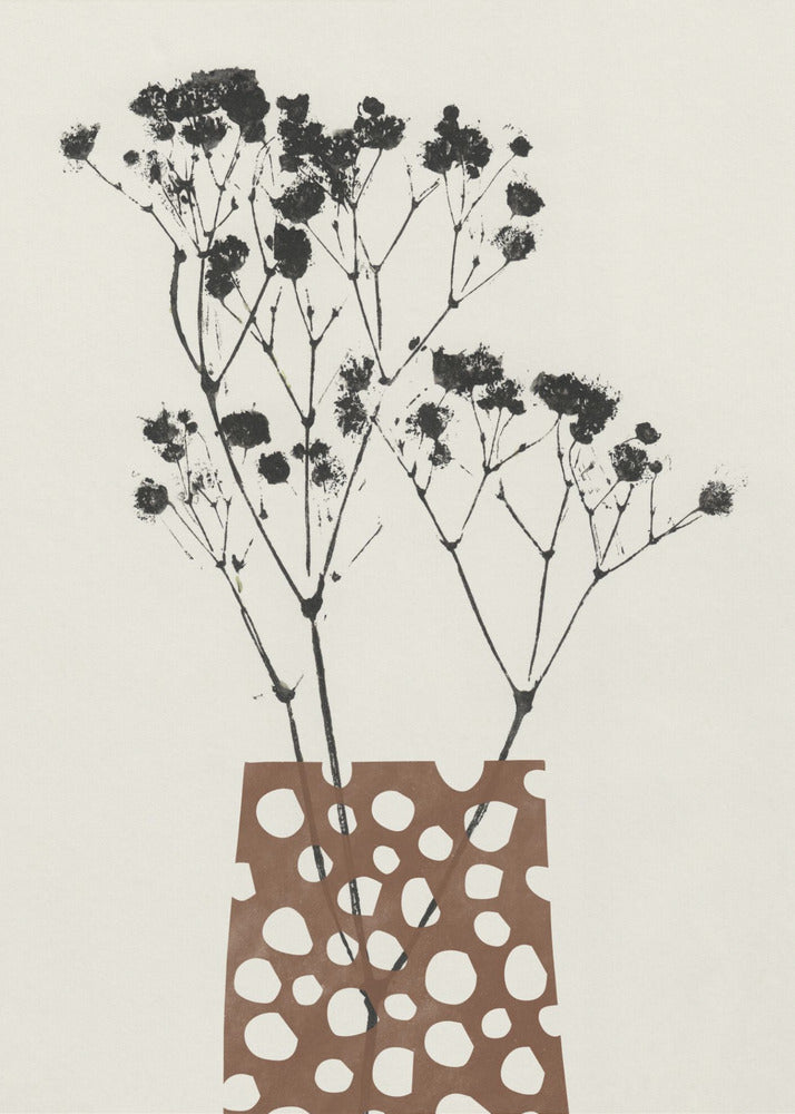 Gypsophila In A Brown Vase - Poster / Art Print